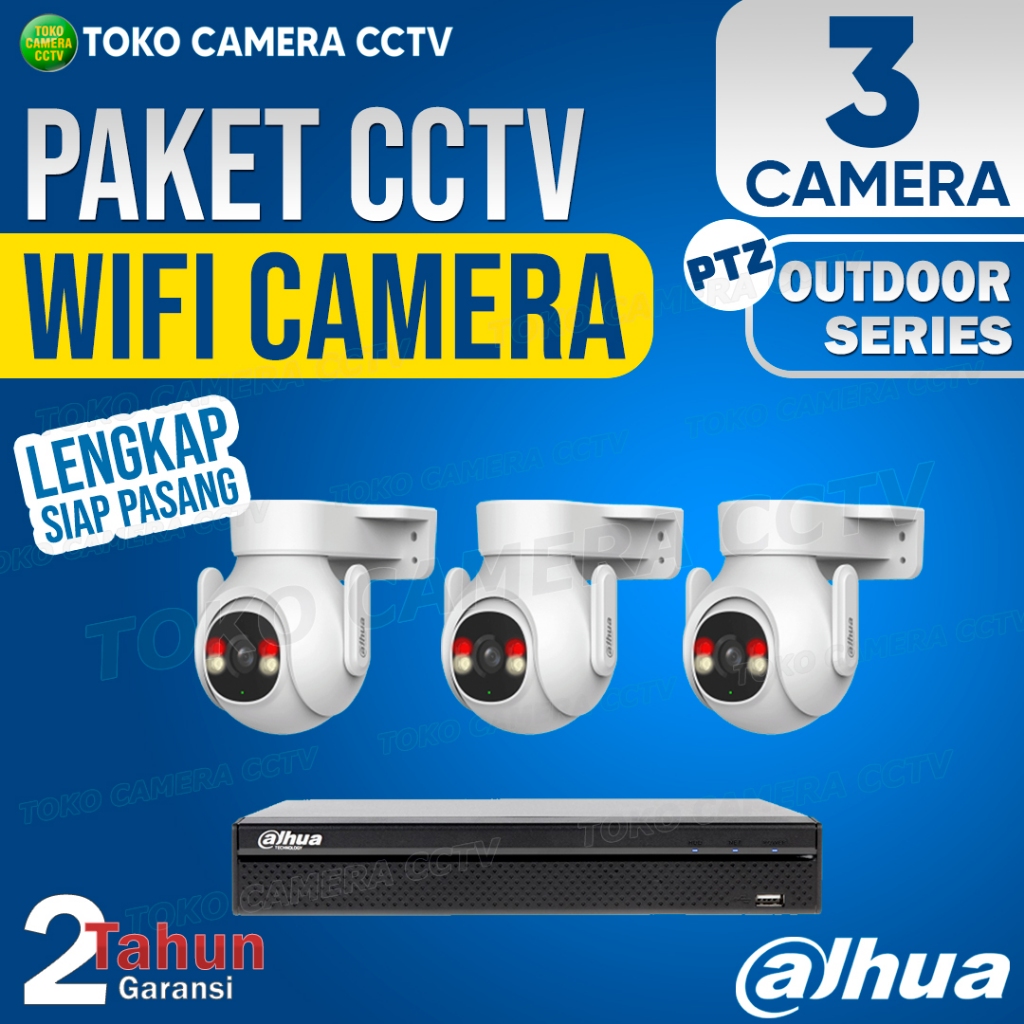 PAKET CCTV WIFI PTZ DAHUA OUTDOOR 4 CHANNEL 3 KAMERA