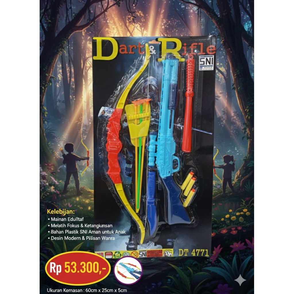 Mainan Anak Tembak"an & Tembak Belati DT 4771 Dart & Rifle SNI Terbaik untuk Anak-anak