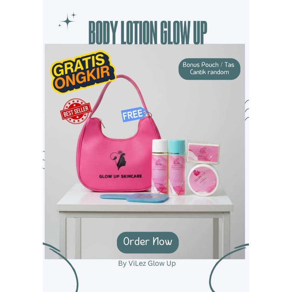 paket lengkap Hb racik glow up lotion memutihkan badan