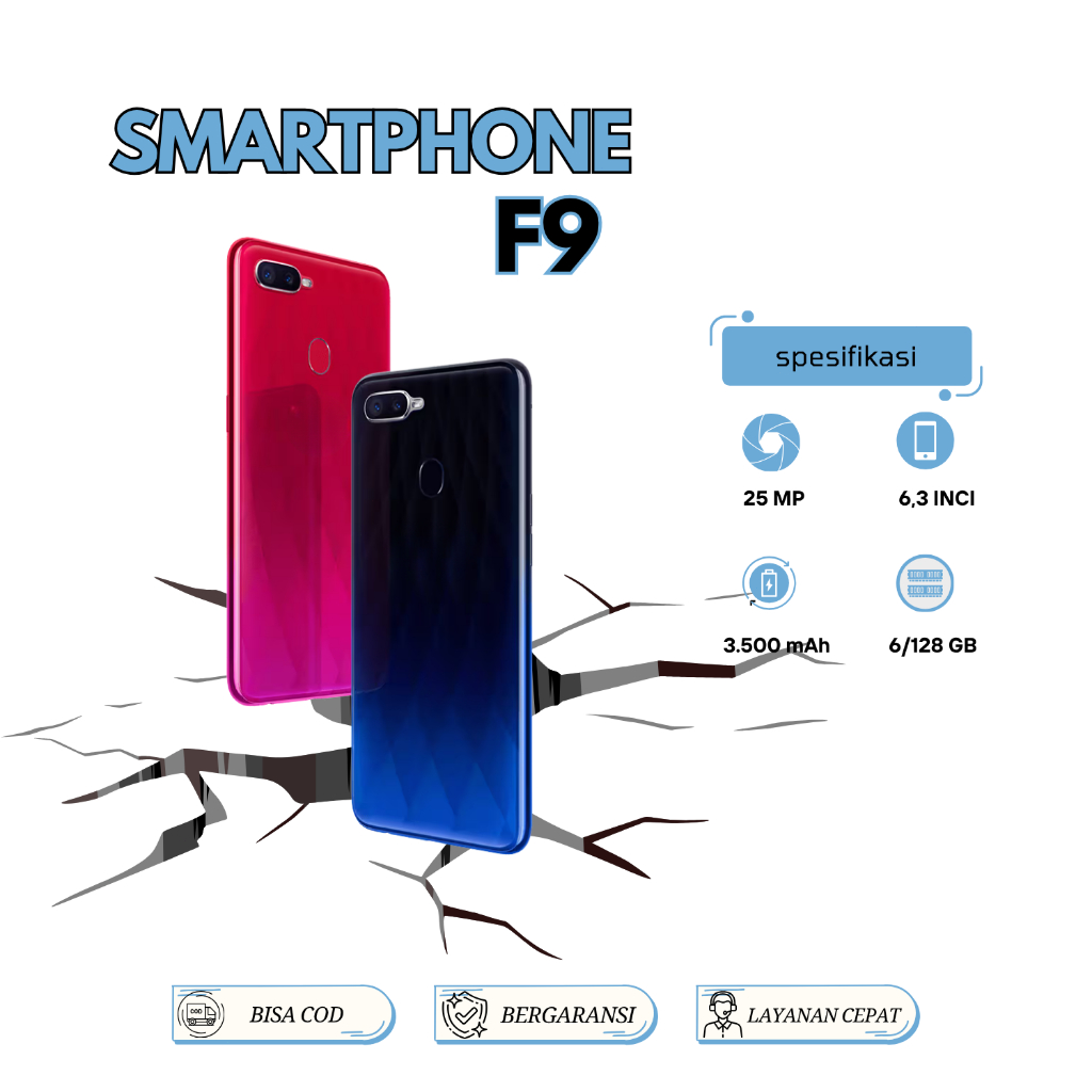 HP OPPO F9 RAM 6/128 GB KAMERA 25MP LAYAR 6.3 INCI ORIGINAL GARANSI 1 TAHUN