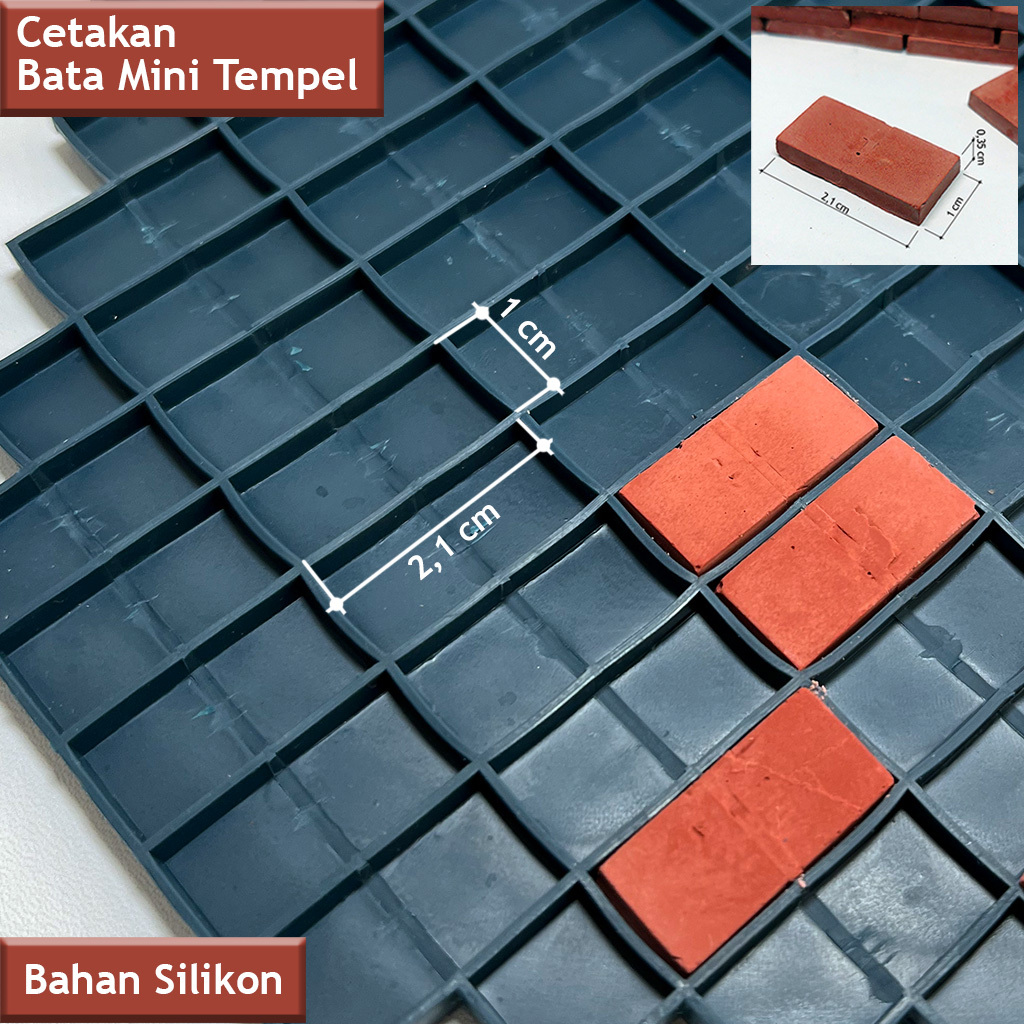 Cetakan Bata mini Tempel / Cetakan Bata Pipih / Cetakan Bata Tempel Silikon 1cm x 2cm