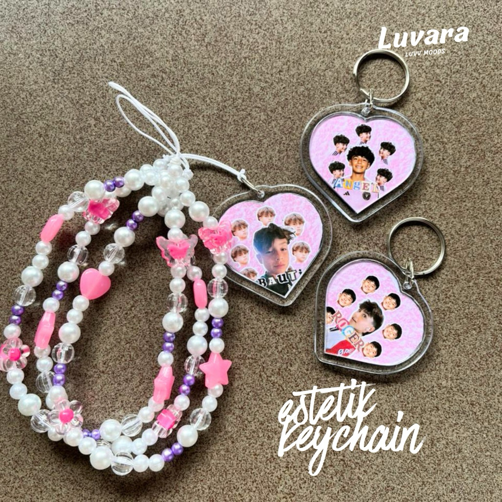 Tali Hp Pink Keychain Estetik Bauti Roger Gantungan Multifungsi Bonus Photocard