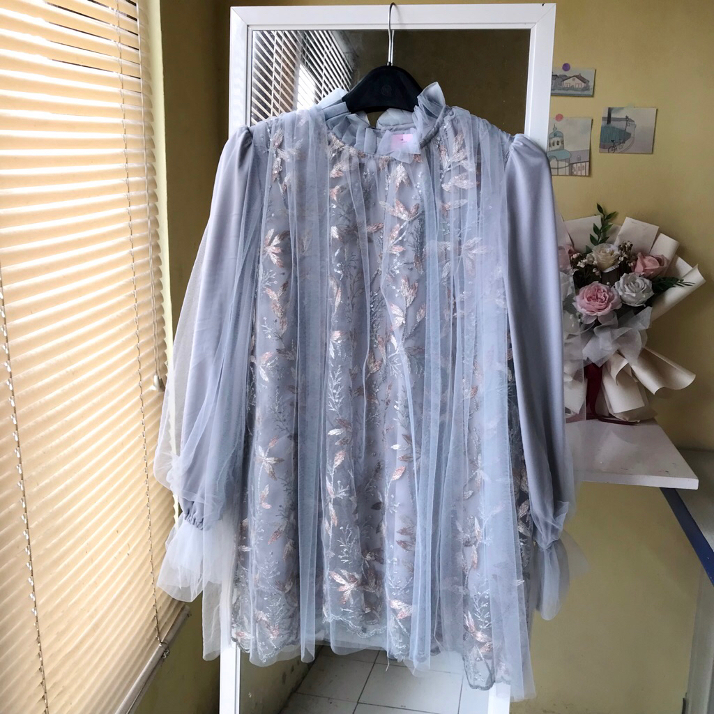 YOONA BLOUSE TILE - ATASAN TILE BORDIR KONDANGAN/ LEBARAN