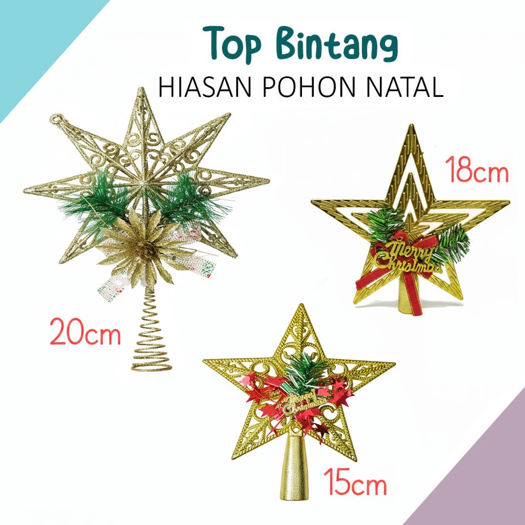 TQ Top Bintang Pohon Natal Aksesoris Hiasan Pohon Natal Murah Christmas Dekorasi Natal Hiasan Natal 
