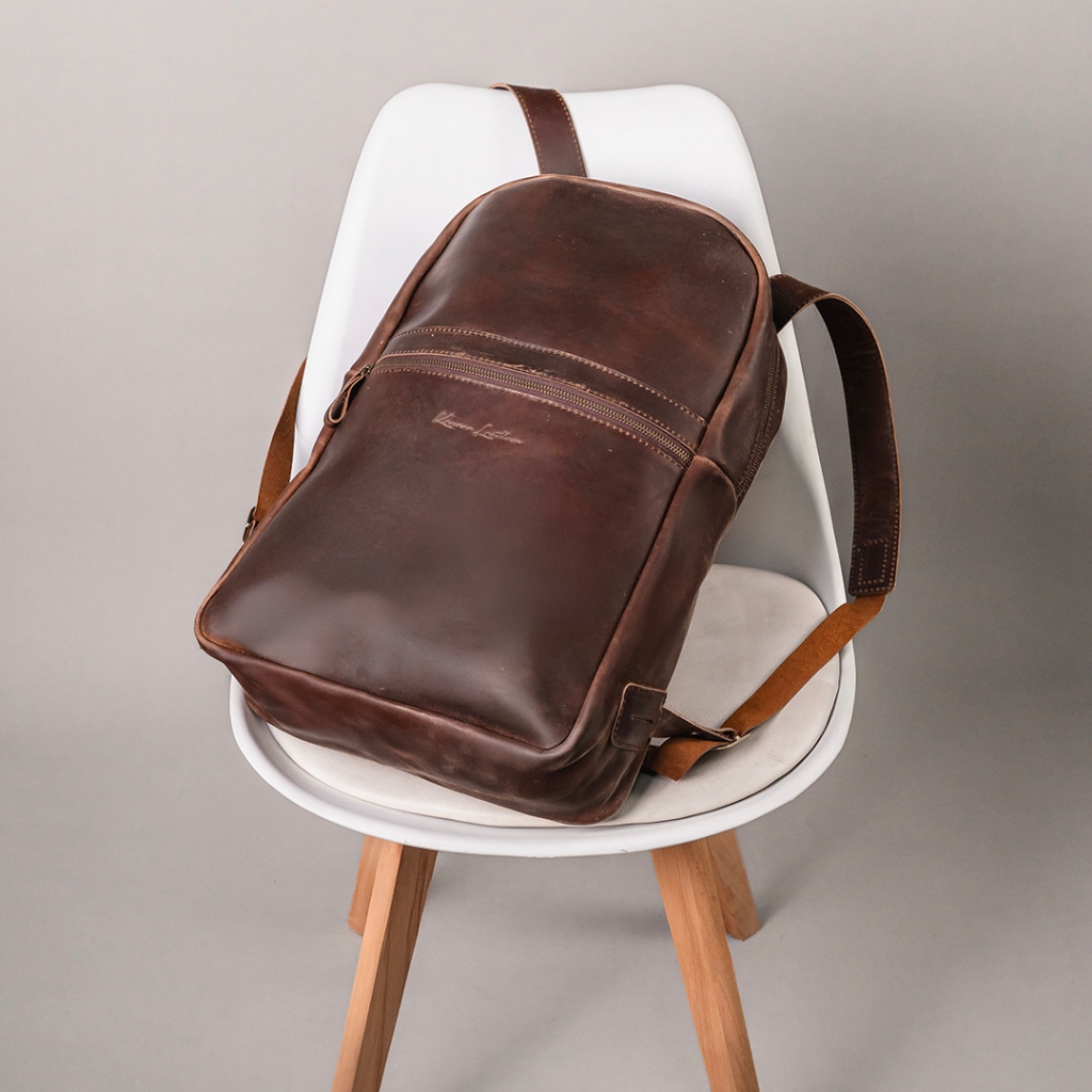 Kenes Leather Tas Ransel Pria Kulit Asli Backpack CHARLIE - Free Grafir Nama