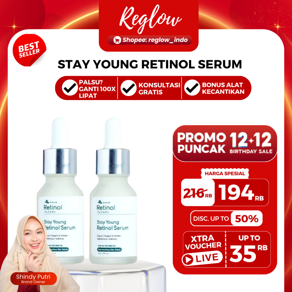 [TwinPack] Amura Skincare Retinol Serum Atasi Flek Hitam & Kerutan