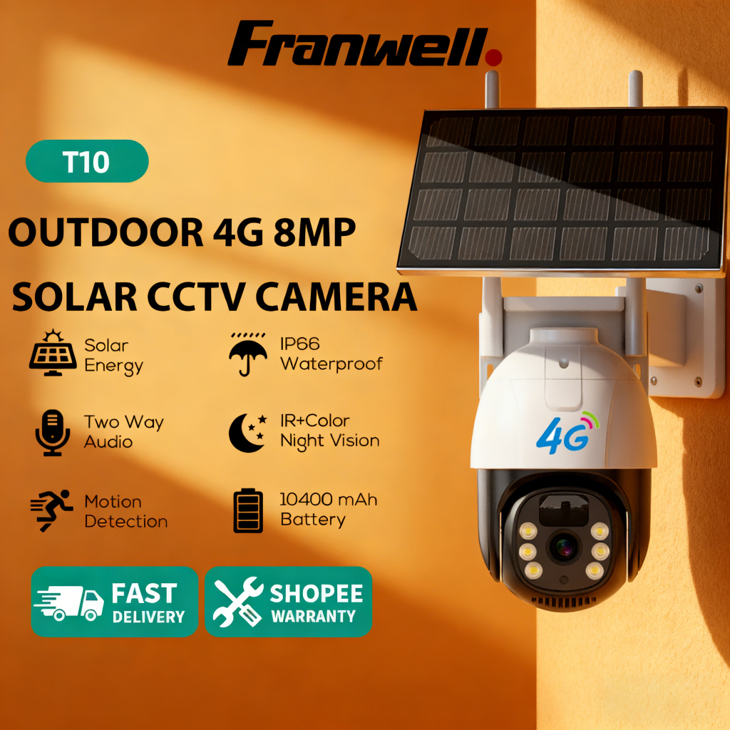 Bergaransi 2 Tahun CCTV Surya 4G Outdoor Night Vision Warna 8MP Tahan Air + Baterai Tahan Lama