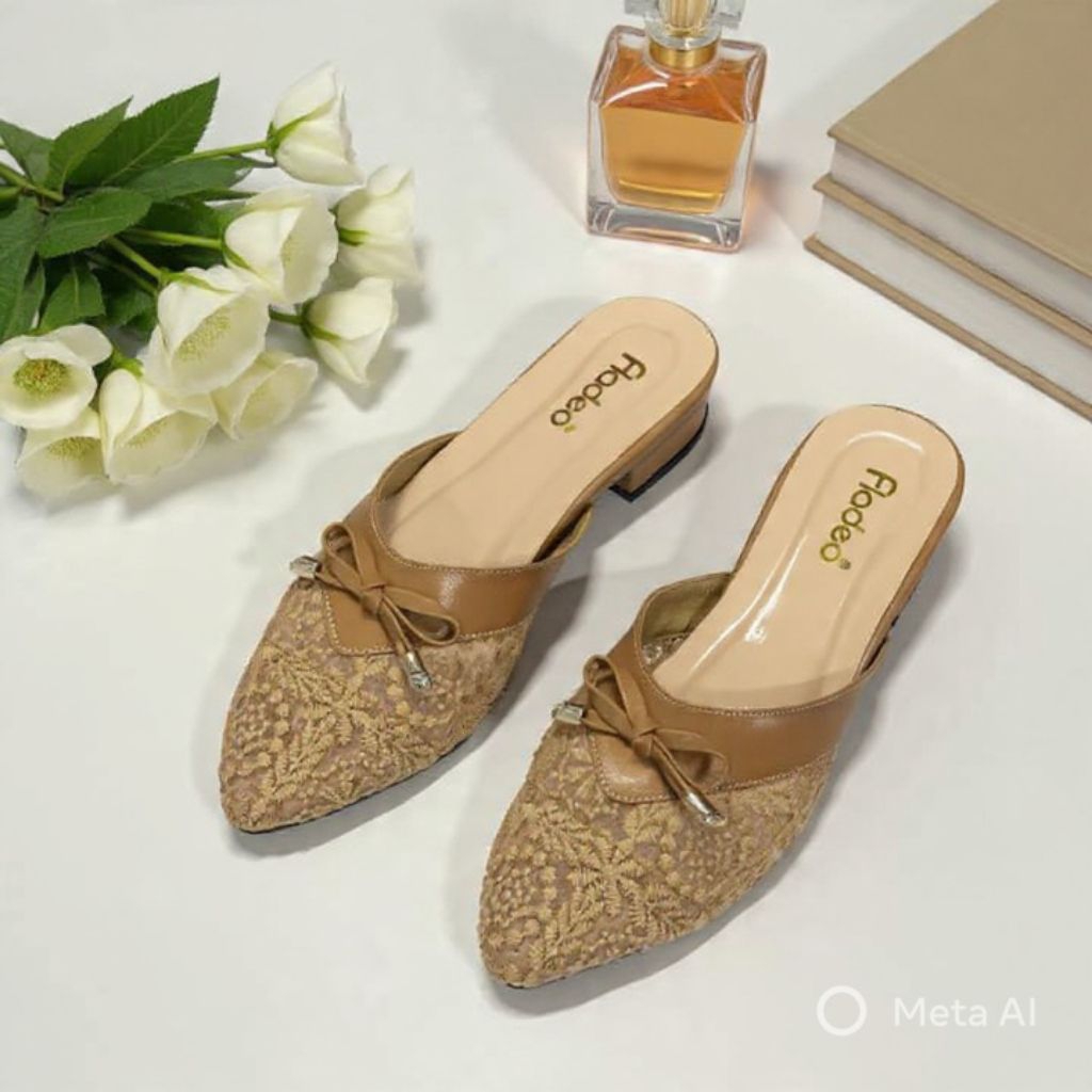 Sandal Slop Wanita / Slop Premium Variasi Brukat / Grosir Sepatu Kujon