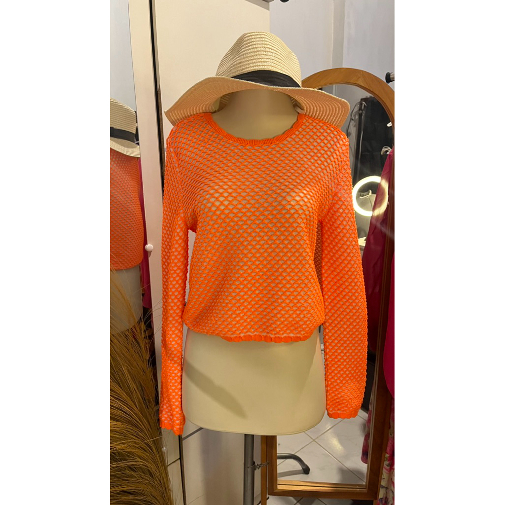 Baju zara orange crop top