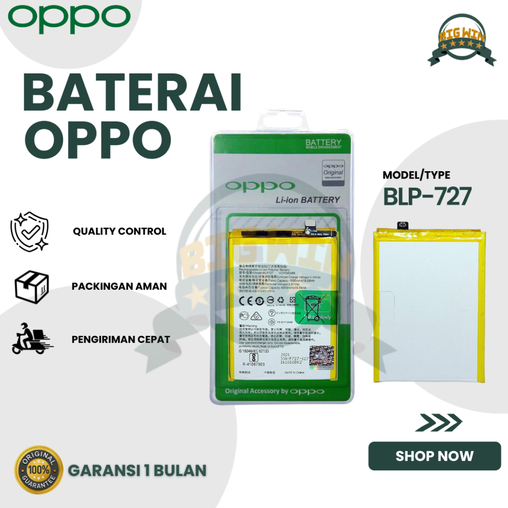 BATERAI BATTERY OPPO BLP727 A9 2020 / A5 2020 DOUBLE [IC POWER] ORIGINAL