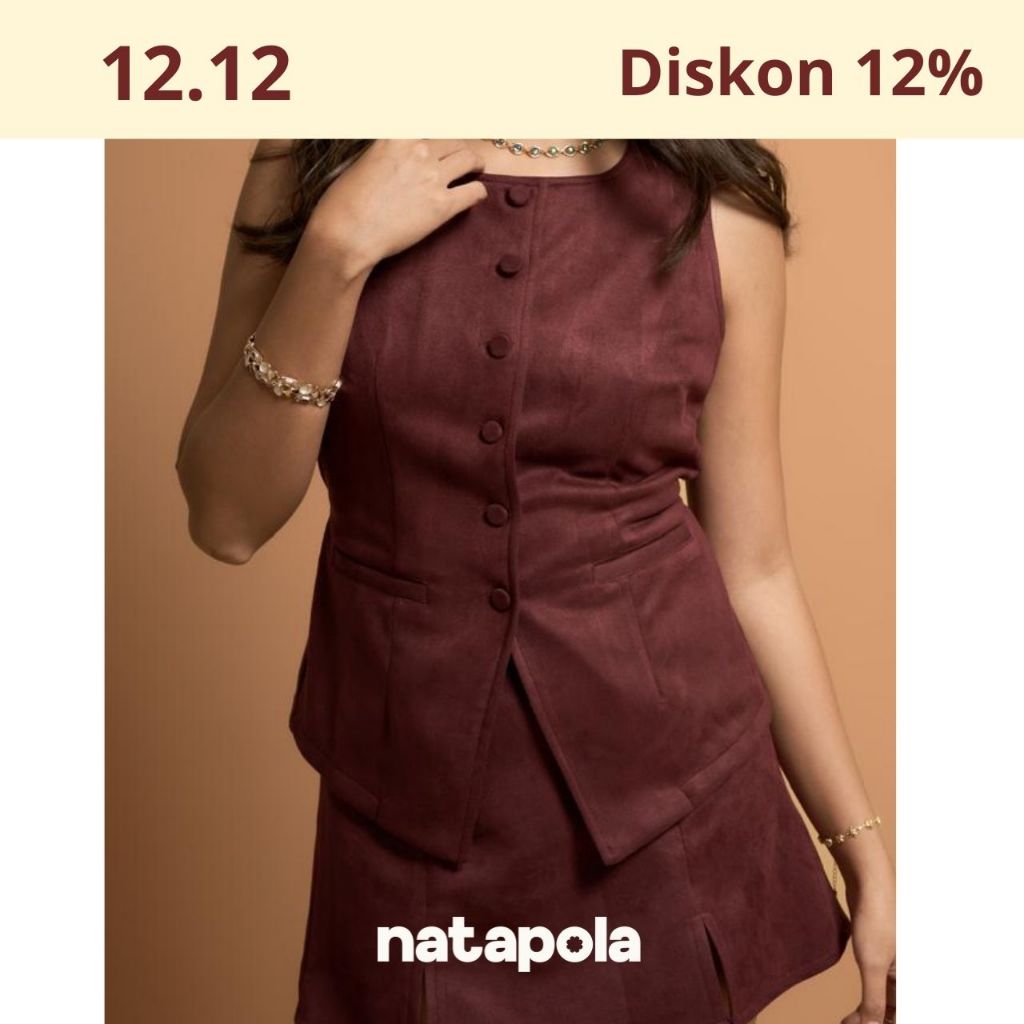 Pola Elma Vest Suede - Top Wanita - Rompi Wanita - Vest Outer - Atasan Wanita