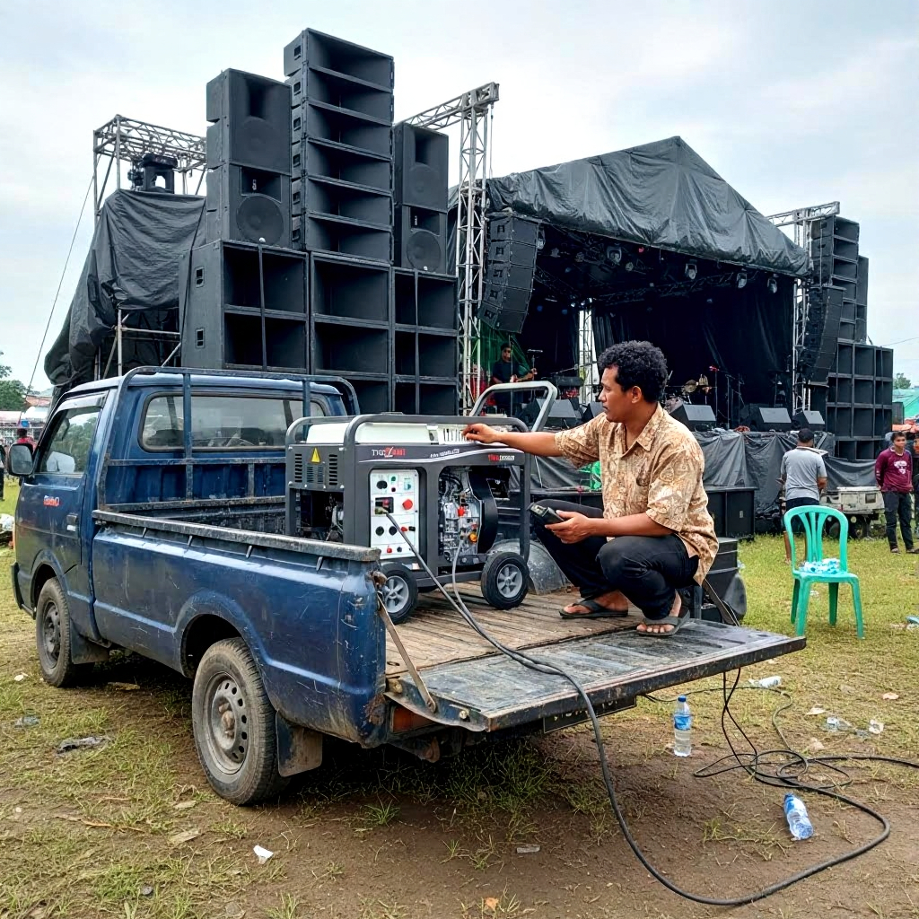 Genset 15 KVA Open Diesel Tsuzumi Generator Japan Technology / Genset 12000 Watt 1 Phase