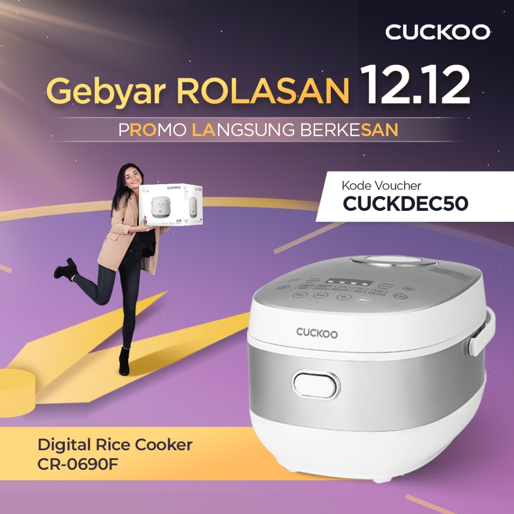 Cuckoo CR-0690F Penanak Nasi Digital 1 Liter Warna Abu-Abu Putih