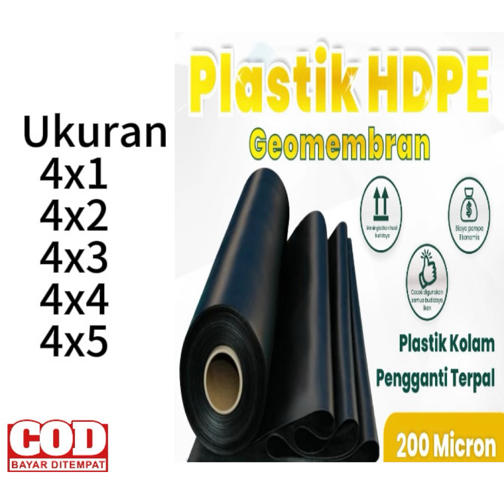 Hdpe Geomembran berbagai ukuran Tebal 200 micron ( kolam ikan )