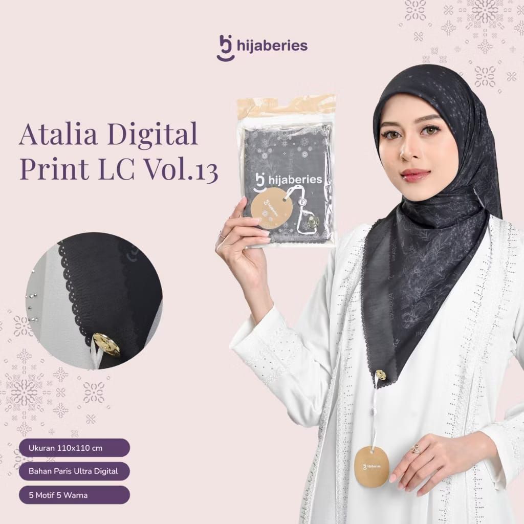 (HIJABERIES) ATALIA DIGITAL PRINT LC HIJABERIES|| KERUDUNG SEGIEMPAT HIJABERIES MOTIF