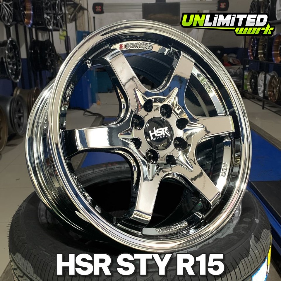 Velg Racing Ring 15 Black Chrome HSR STY R15 Model Te37 Avanza Brio Jazz Yaris Livina Mobilio Swift