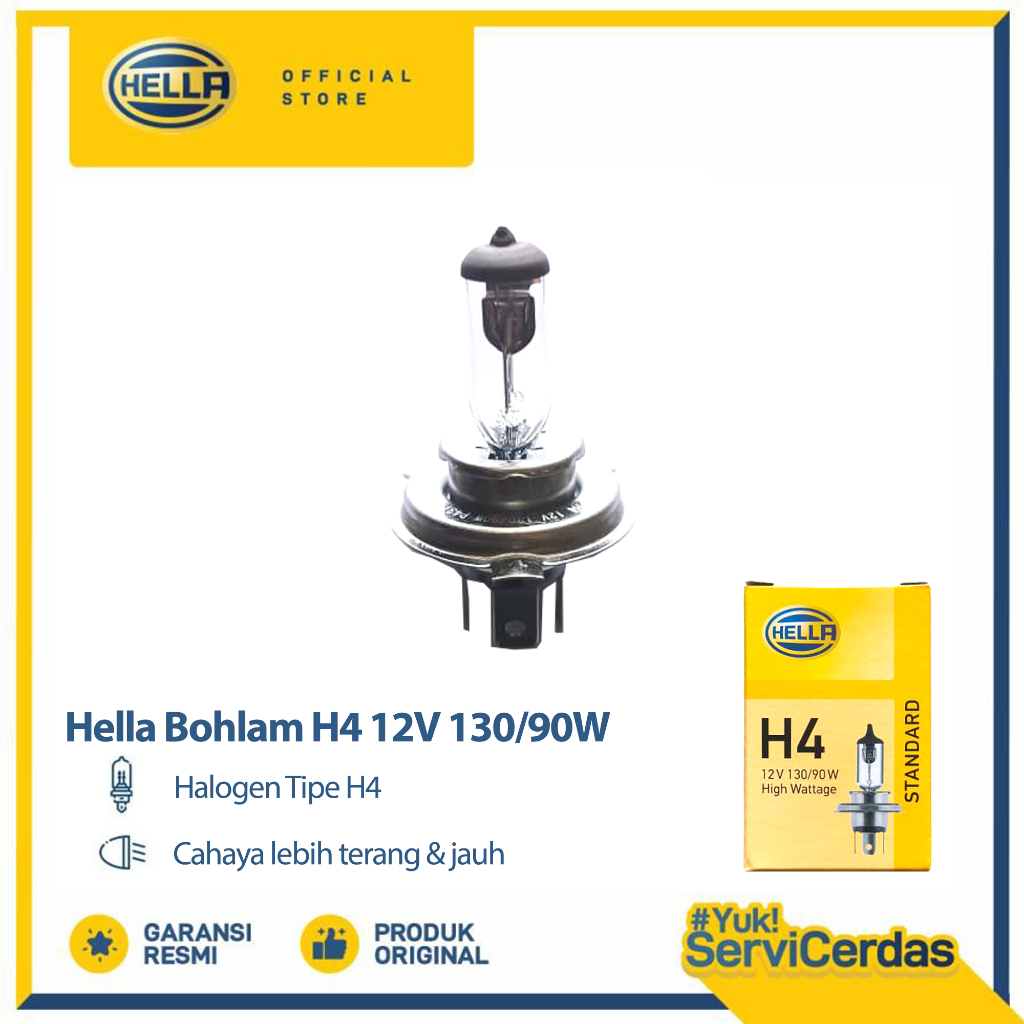 Bohlam Mobil HELLA H4 12V 130/90W P43T - Lampu Mobil