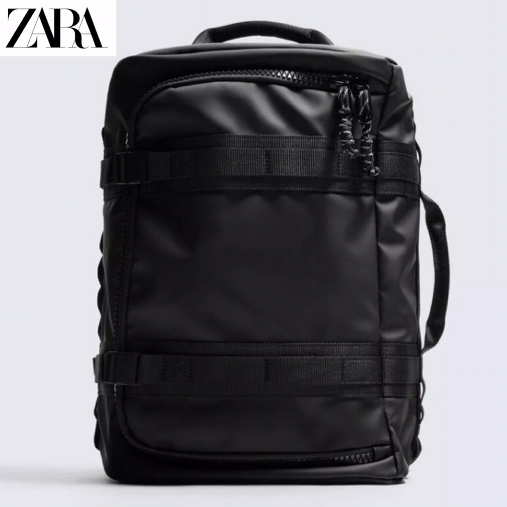 ZARA Men Backpack Technical Travel Tas Ransel Pria Black