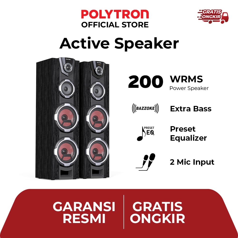 Polytron Bluetooth Speaker PAS-8FF22 Super Bass Double Woofer | POLYTRON Bluetooth Speaker Aktif Kar