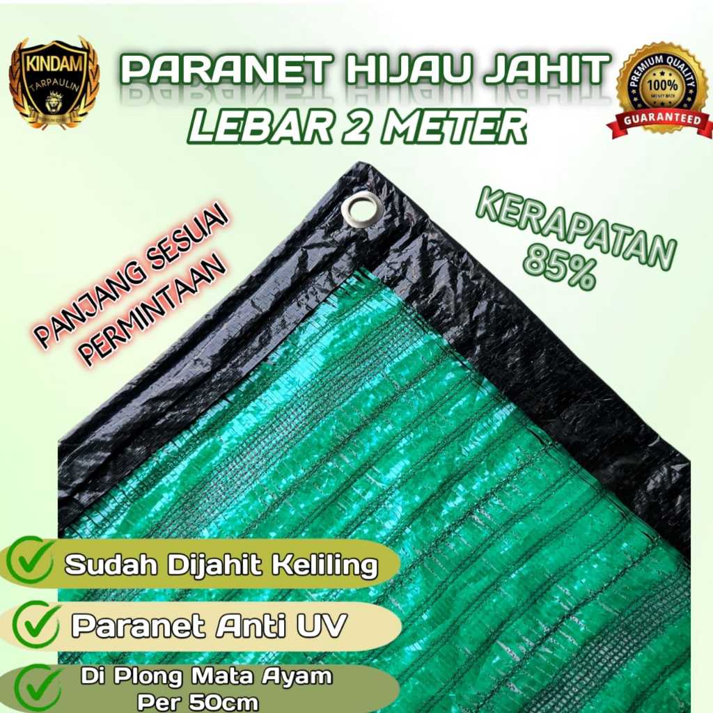 PARANET ANTI UV 14% PARJO IMPORT LEBAR 2 METER WARNA HIJAU HARGA PERMETER PANJANG