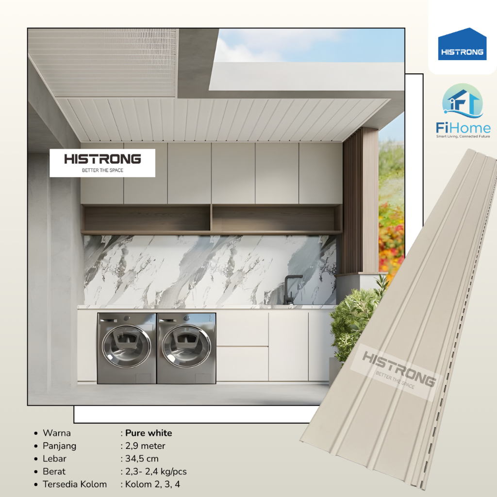 uPVC Soffit Panel By Histrong PVC Plafon Dinding  Indoor Outdoor Plafond Wall Panel Pure White