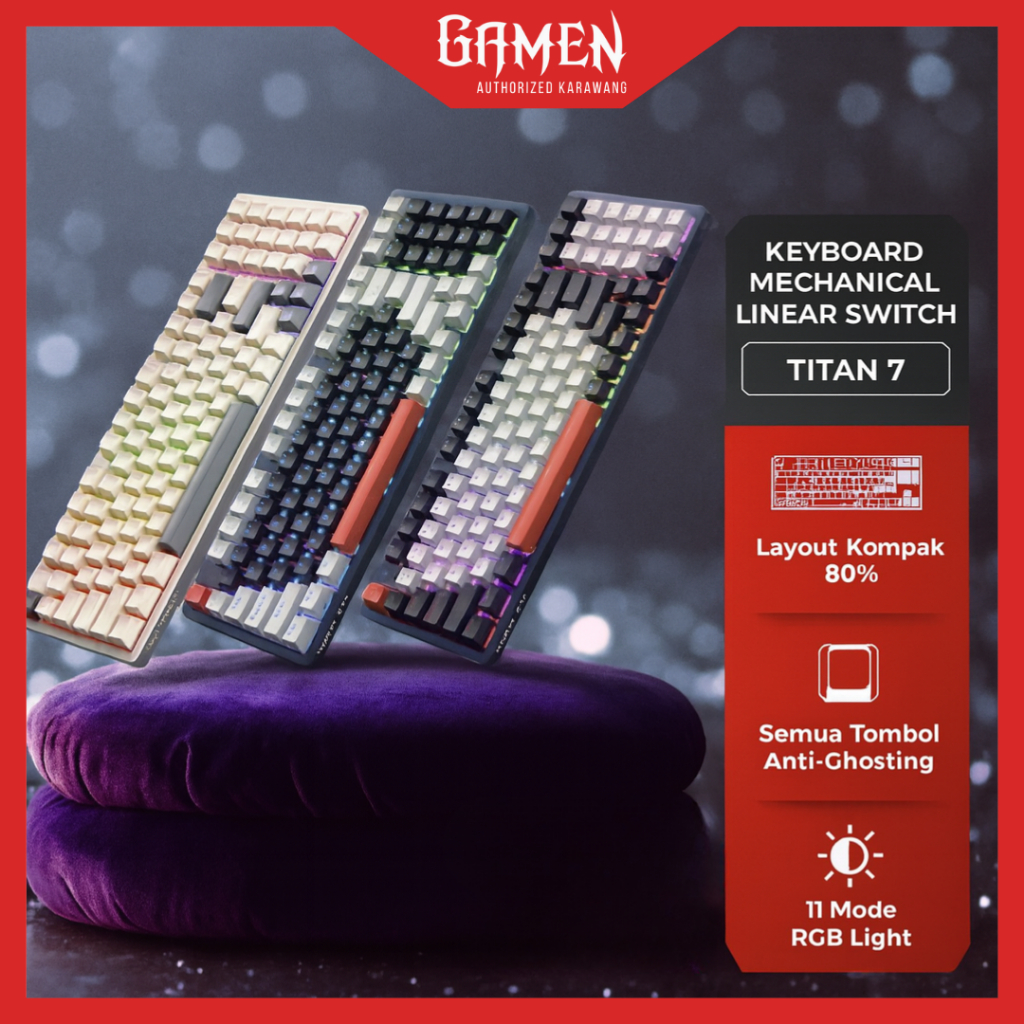GAMEN Keyboard Gaming Titan 7 Keyboard Mechanical Linear Switch 94 Keys RGB Light Keyboard Komputer 
