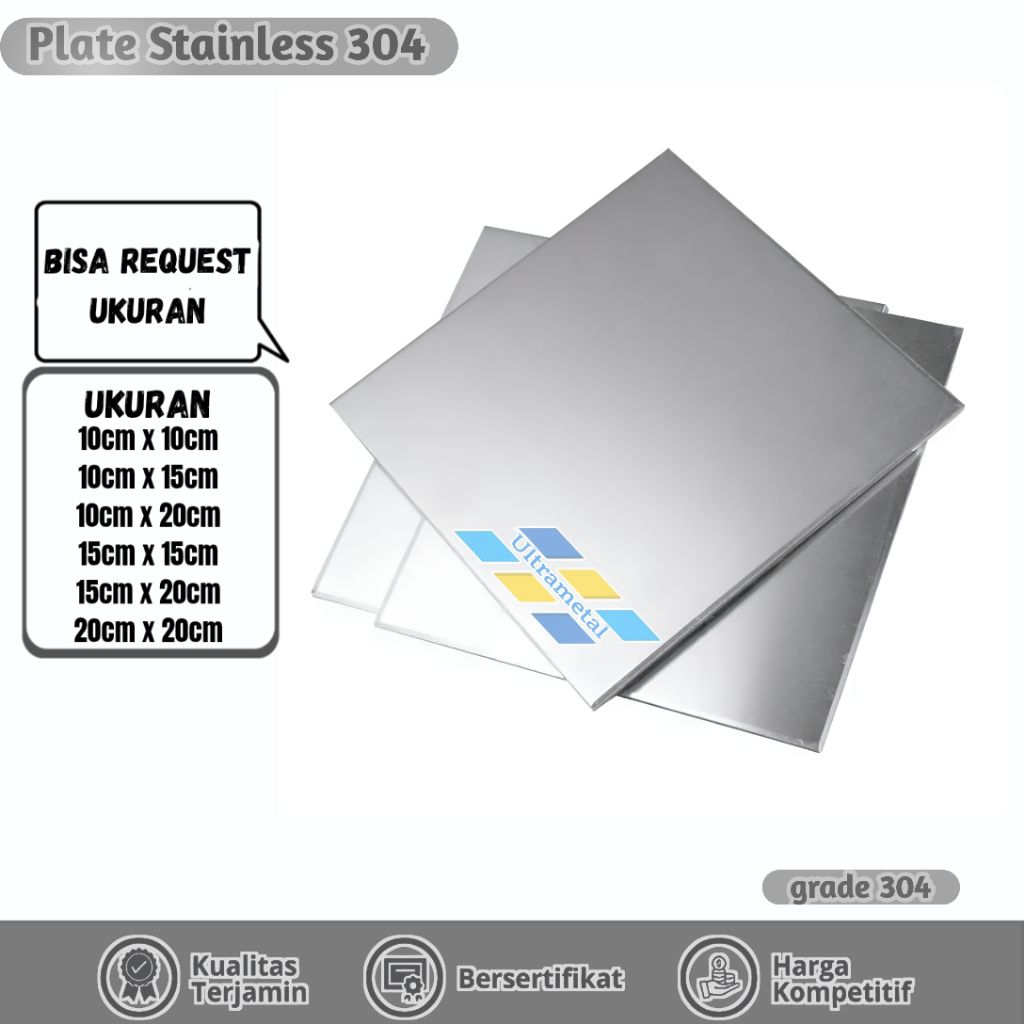 PLAT STAINLESS STEEL 304 DOP | TEBAL 4MM | SUS 304 POTONGAN