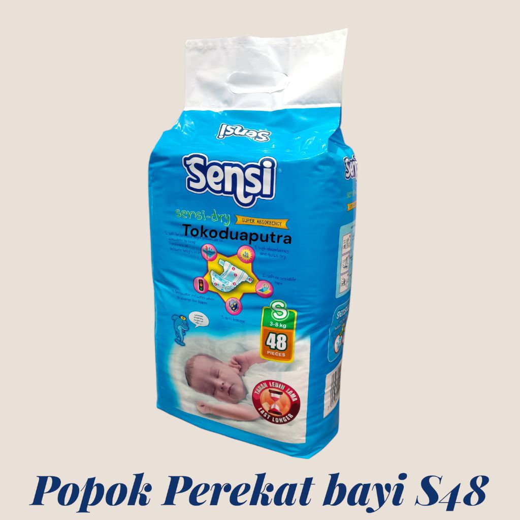 Popok Sensi Dry Super Absorbency S48/ Sensi Popok Perekat Bayi Dry S48 / Popok perekat S48 Dry