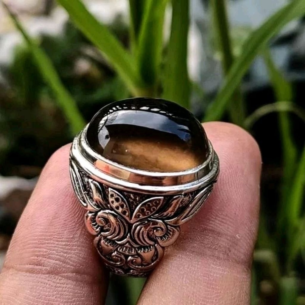 Cincin batu akik dan liontin solar padang solok / solar kopi asli natural