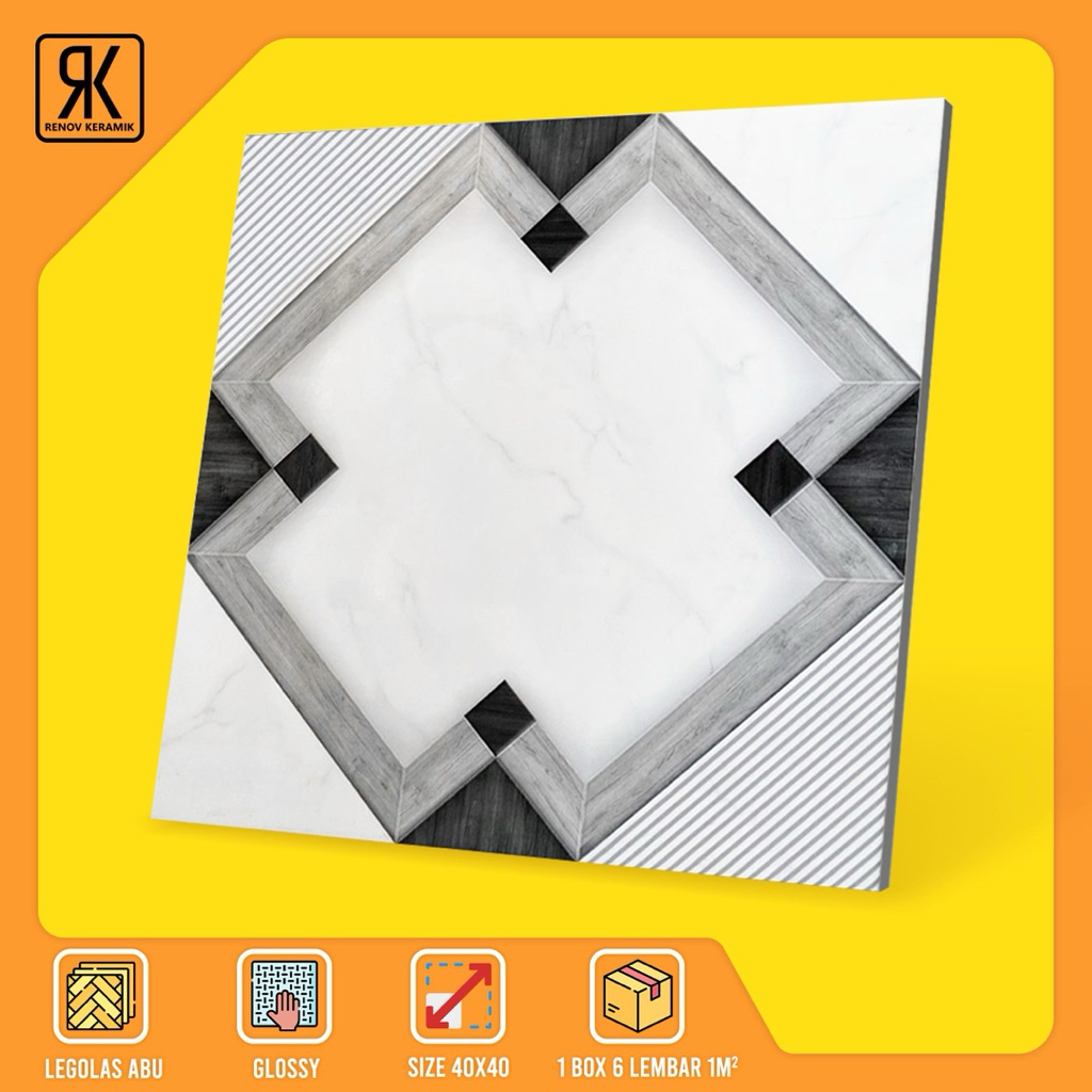 KERAMIK LANTAI GLOSSY LEGOLAS GREY 40x40