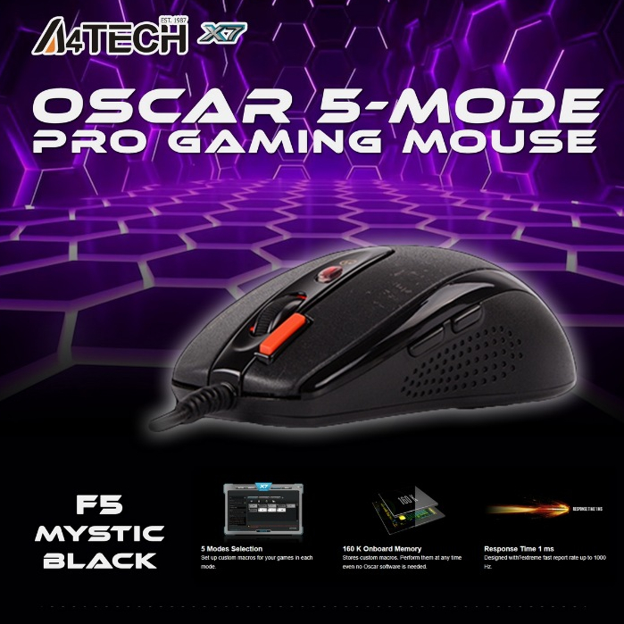 MOUSE Gaming Macro A4TECH F5 V-TRACK Oscar 5 Mode