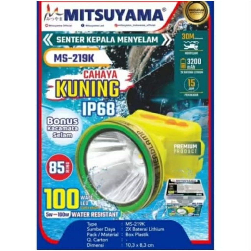 Senter Kepala Selam Diving 100 Watt Mitsuyama MS-219K