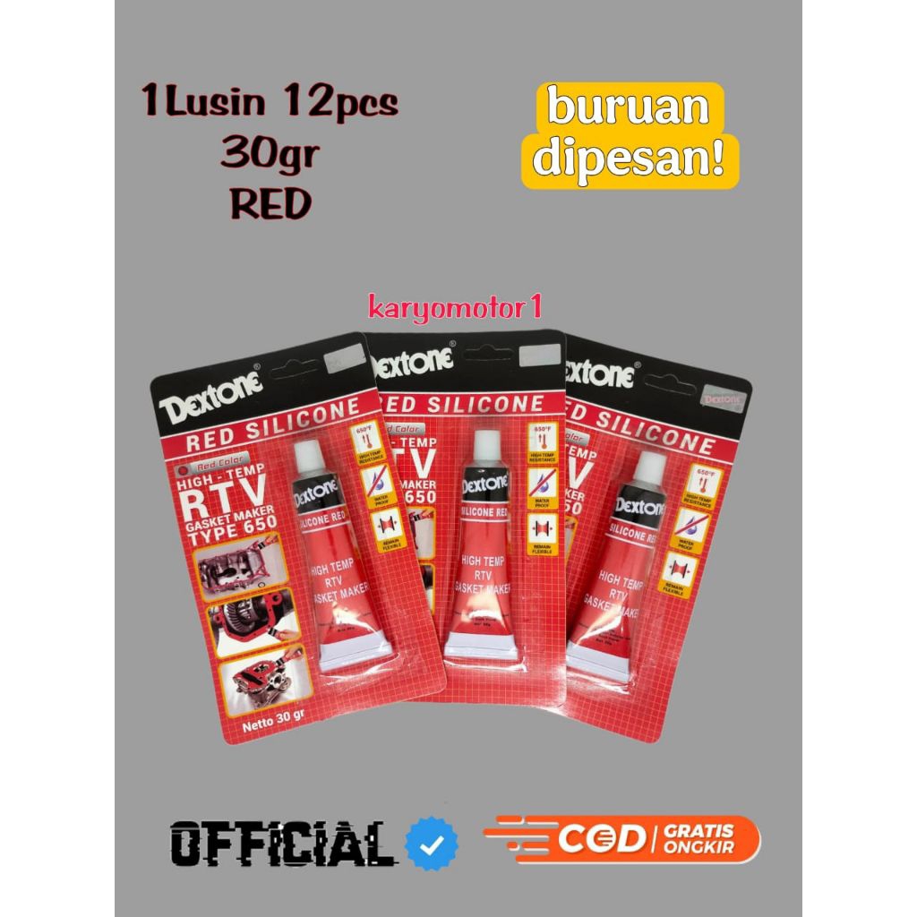 dextone Sealer red lem perpak lem packing nomer 1 motor/mobil