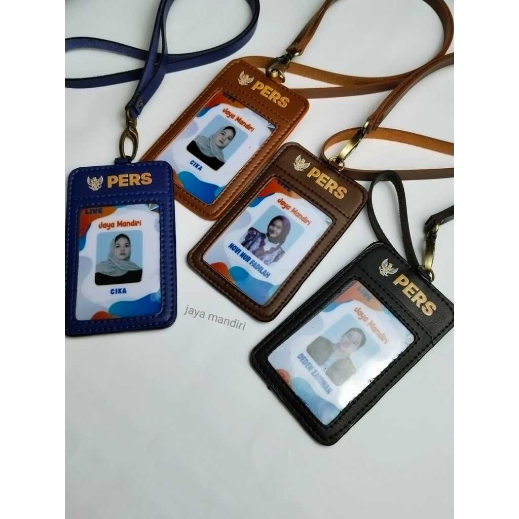 Tempat Id Card PERS Kulit / Id Card Holder Pers Wartawan Gantung / name tag pers wartawan tali kulit