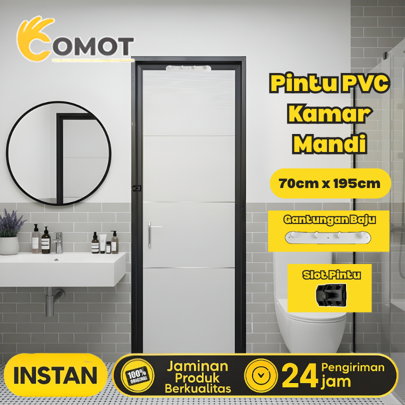 Pintu Kamar Mandi PVC Motif Kayu Ekslusif Modern Ukuran 70CM*195CM Pintu PVC Motif Kayu Premium Teba