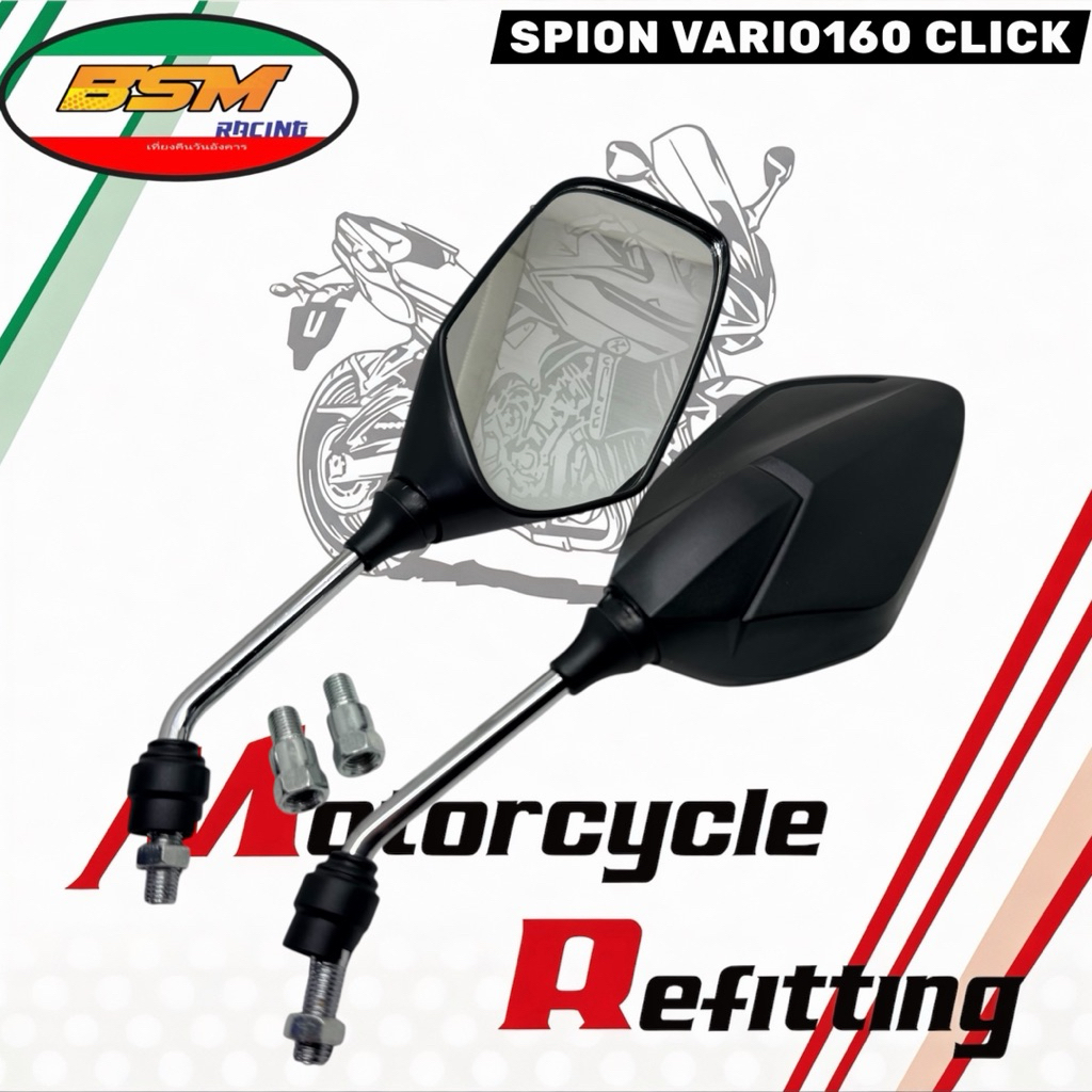 Spion click vario 160 Spion pcx 160 by bsm original spion gagang chrome dan black