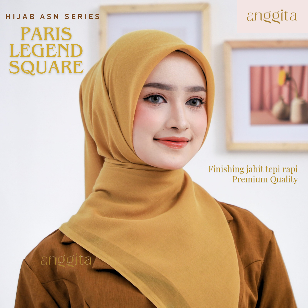 ANGGITA Jilbab Mustard PNS Paris Jadul Segiempat Hijab Premium Seragam Dinas PNS Pegawai PEMDA