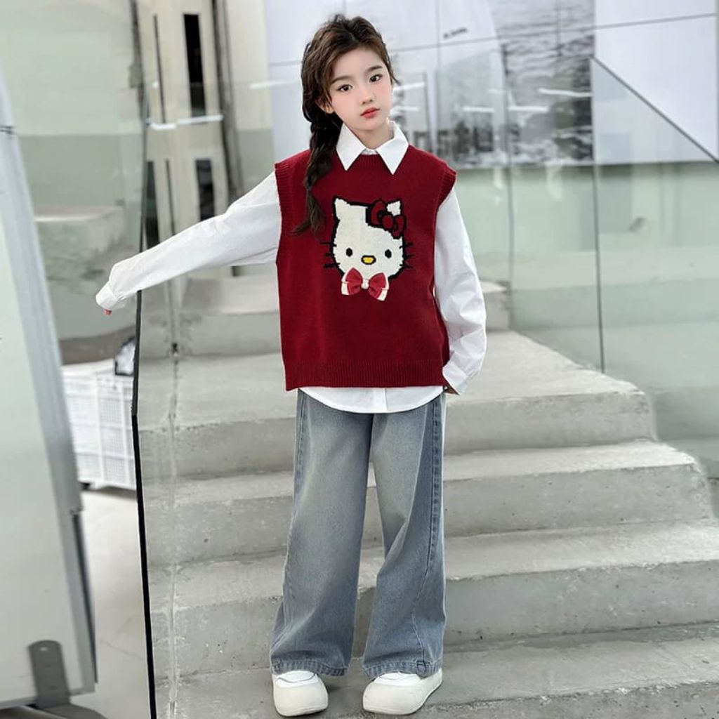 (COD) 5-10 Thn  Set Jeans 3 in 1// Baju Anak Perempuan// Baju Anak Import// Kado Ulang Tahun