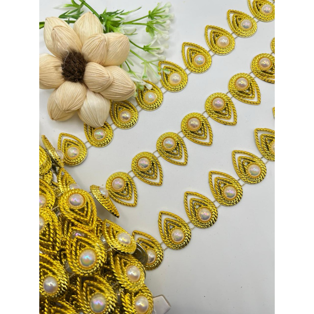 Aplikasi payet meteran plastik Gold baju pesta