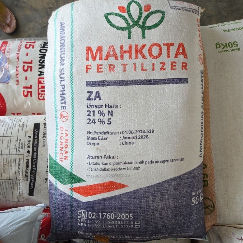 Pupuk ZA Ammonium Sulphate Mahkota 50 Kg