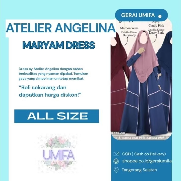 Maryam Dress Atelier Angelina Katun Madina Madina Cotton Adem Gamis Premium Mewah Ekslusif Adem Gami