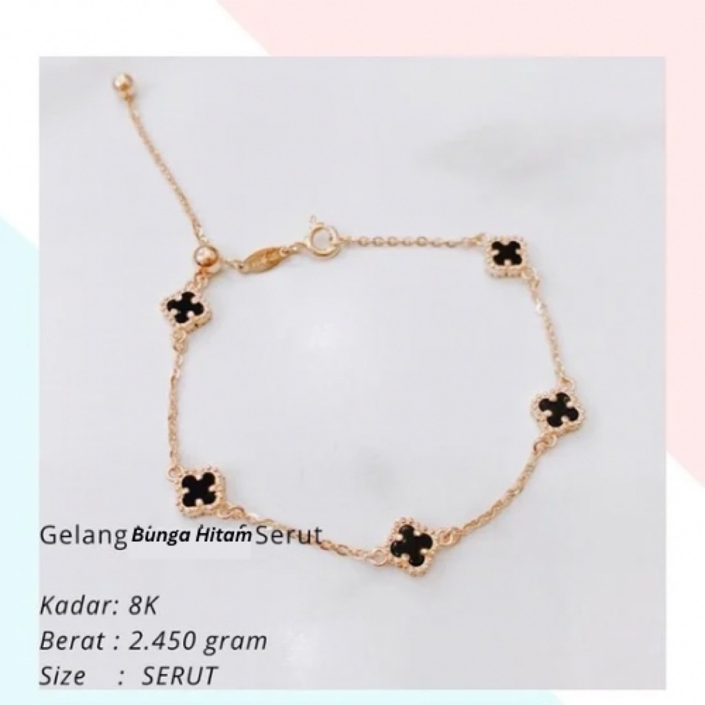 Gelang Emas Bunga Hitam Serut 2.600 Gr
