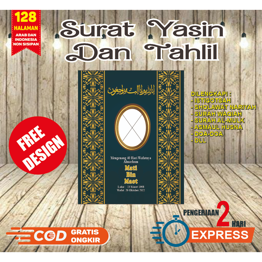 Cetak Buku Yasin Dan Tahlil Fadilah Custom Foto 128 Halaman 40 Harian Tahlilan Murah Tanpa Sisipan
