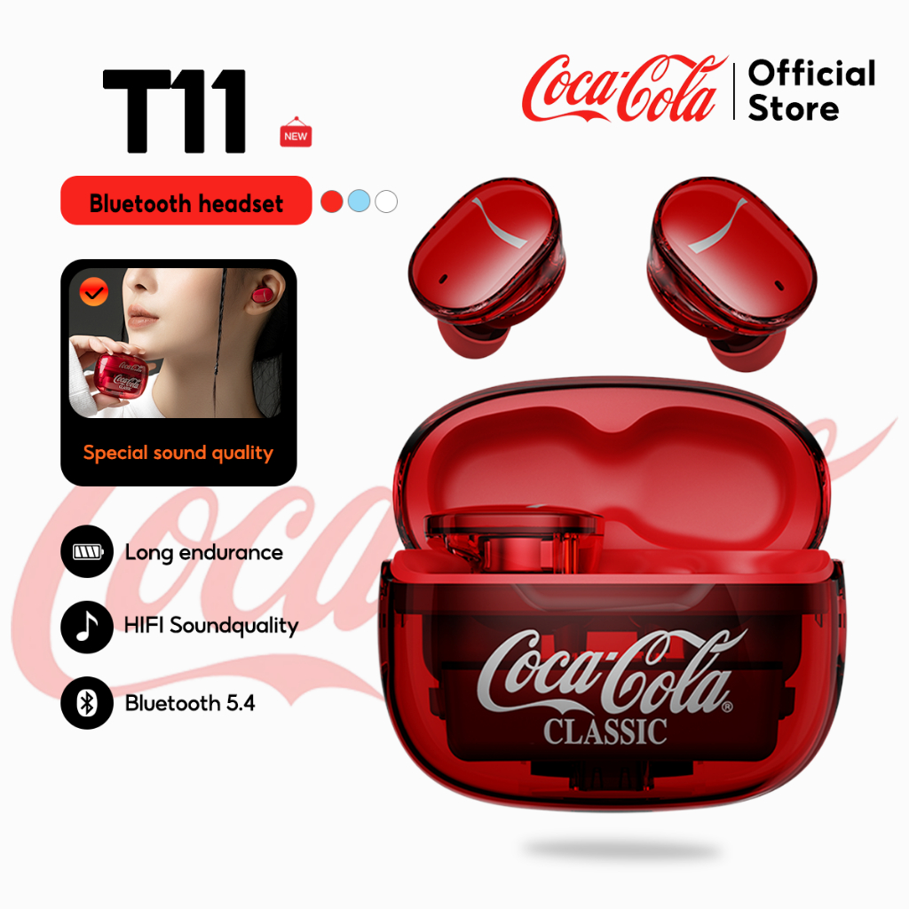 Coca-Cola T11 TWS Bluetooth Earbuds Mini TWS Wireless Bluetooth Headphones 360°ACS