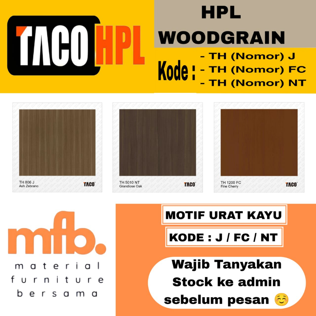 TACO HPL WOODGRAIN LEMBARAN / HPL MOTIF KAYU ALAMI TACO | HPL LEMBARAN MOTIF KAYU / WOODGRAIN | HPL 