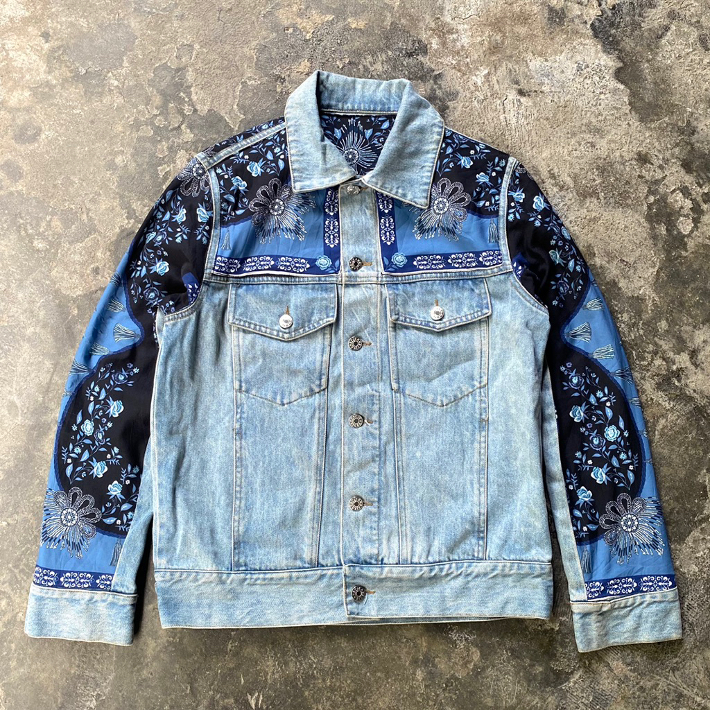 Reworked Paisley Denim Jacket Blue scnd prlvd