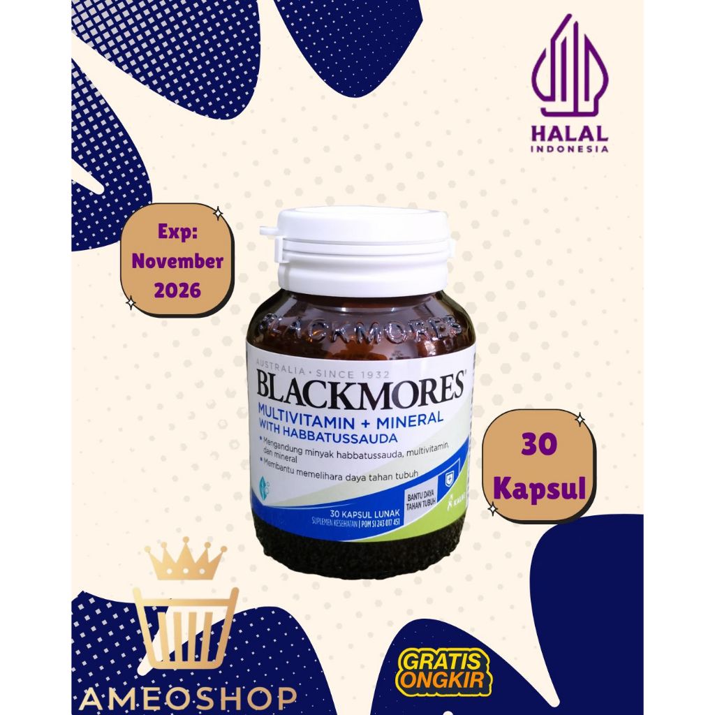 Blackmores Multivitamin Mineral Habbatussauda 30 Kapsul Lunak
