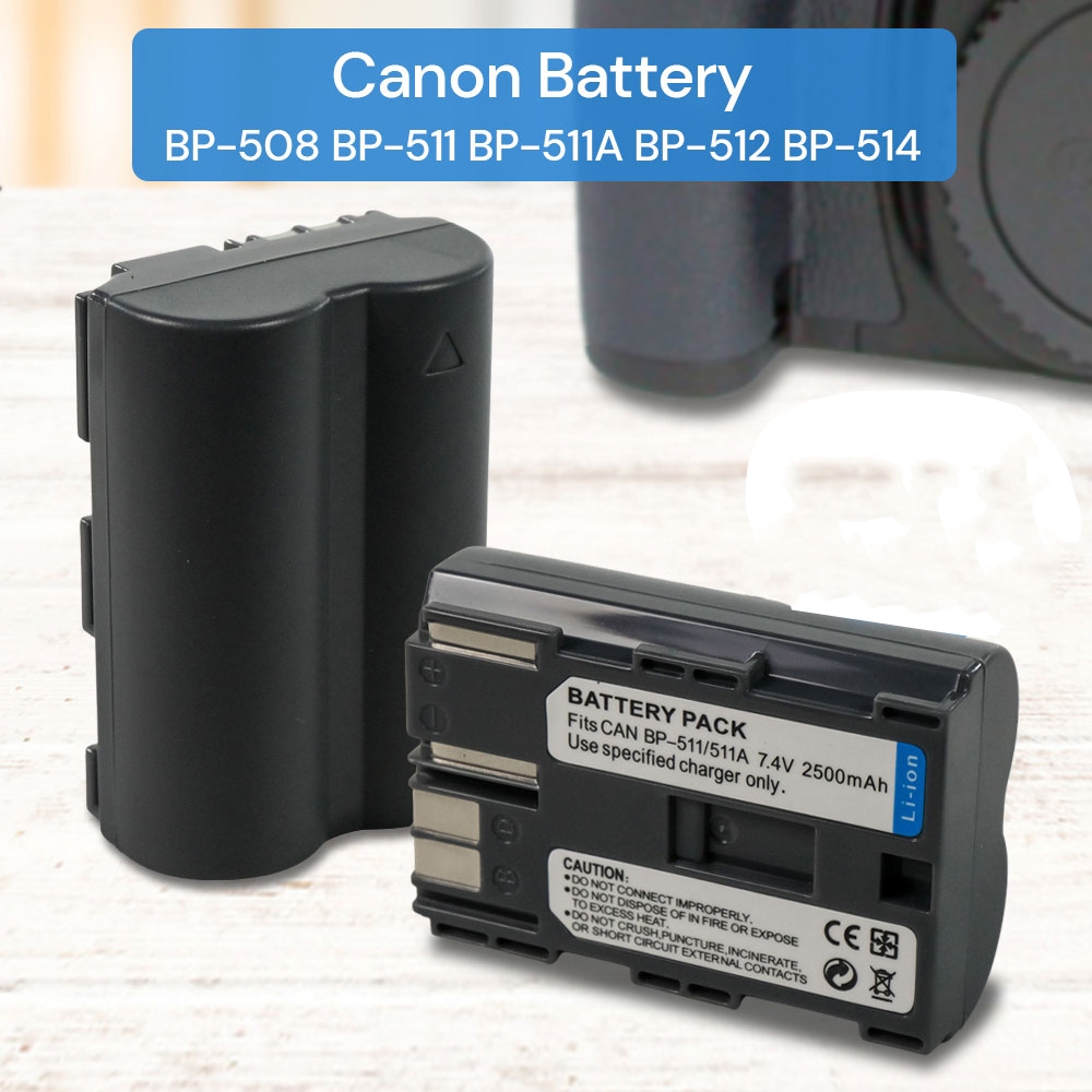 Canon Baterai Lithium Ion 2500mAh Kamera BP-508 BP-511 BP-511A BP-512 BP-514 untuk EOS 10D 20D 300D 