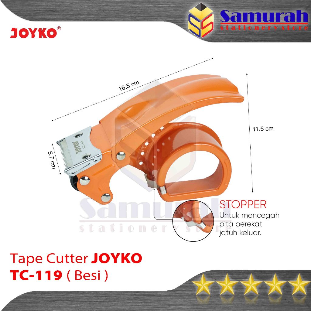 Tape Cutter Joyko TC-119 + Stopper / Tape Dispenser Besi TC 119 Pemotong Lakban OPP 2 In Cutter Joyk