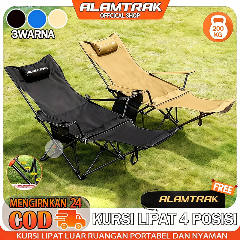 kursi lipat 4-speed yang dapat disesuaikan Lipat dalam satu detik Tempat Tidur Camping Portabel Temp